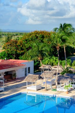 Top view of the hotel pool Beacg